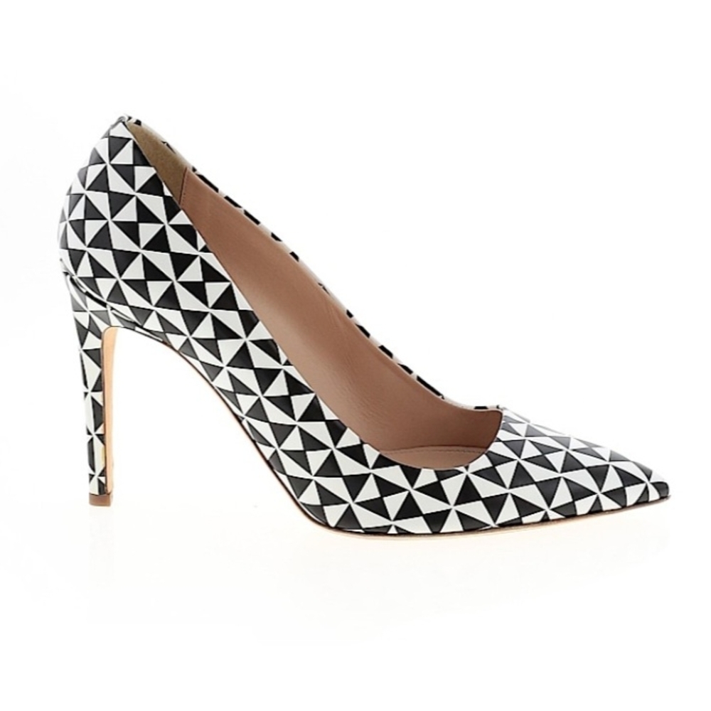Geometric Black and White Women's J. Crew Italian Leather Pumps